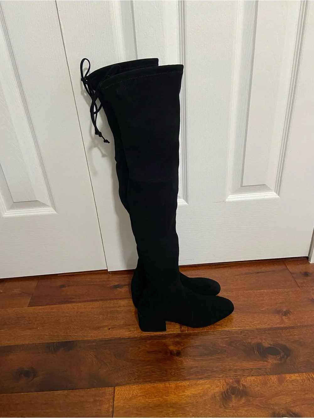 Stuart Weitzman black suede leather over the knee stretch boots 5 NWOT